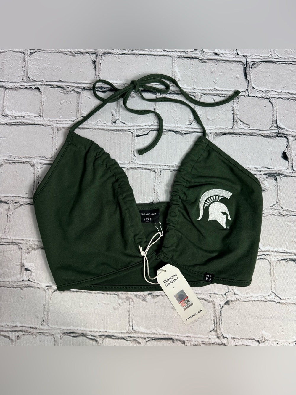 Hype and Vice NWT Michigan State Spartans Logo Triangle Halter Bra Top Size XS